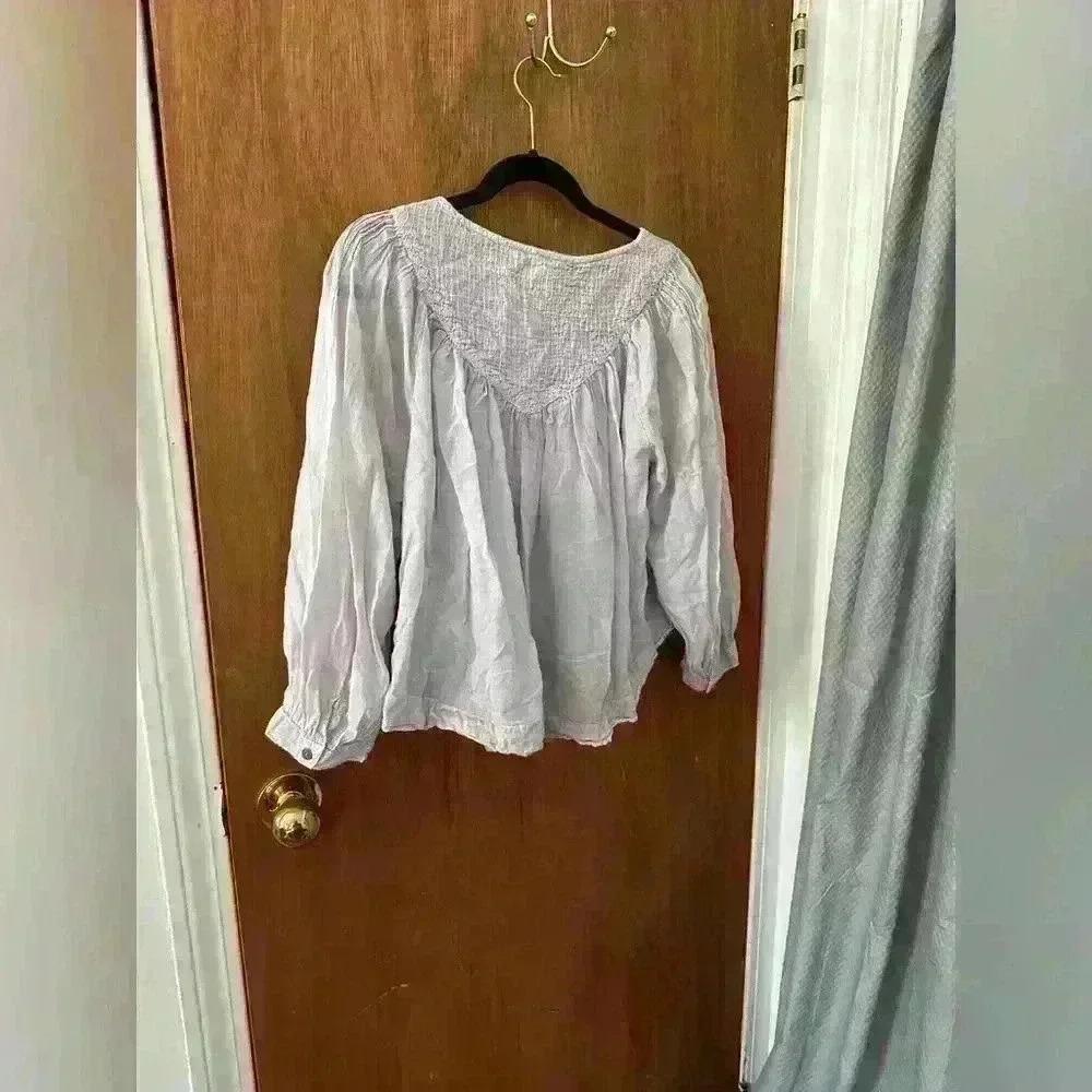 Free People We the Free Cool Meadow Peasant Blouse - Picture 4 of 4